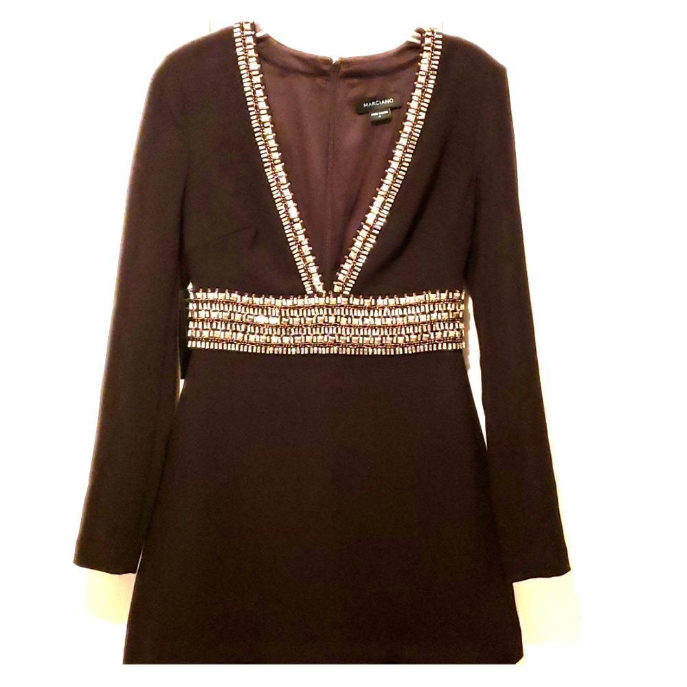 Marciano Black Mini Dress with Silver Accents
